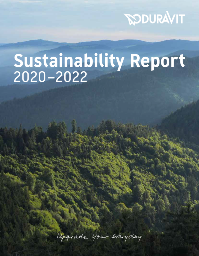 Katalogomslag för Duravit sustainability report.