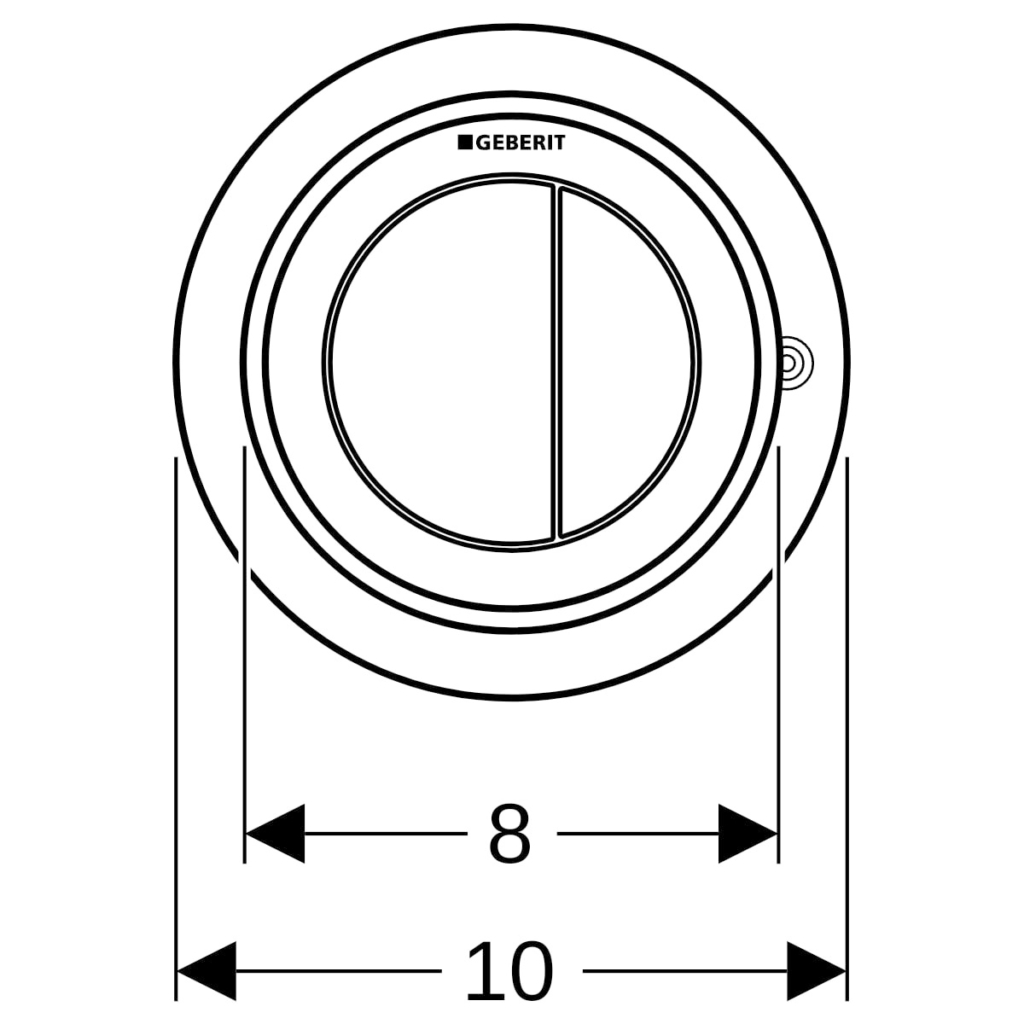 Omega10 ritning på spolknapp från Geberit.