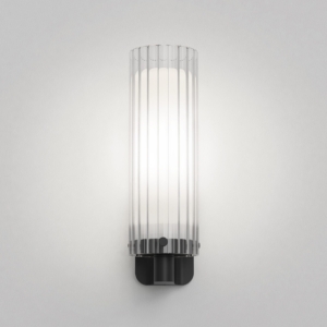 Modern vägglampa i svart med glaskupa
