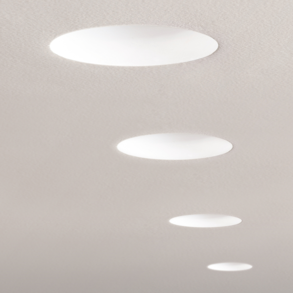 Trimless Round Adjustable LED spotlight monterade i taket.