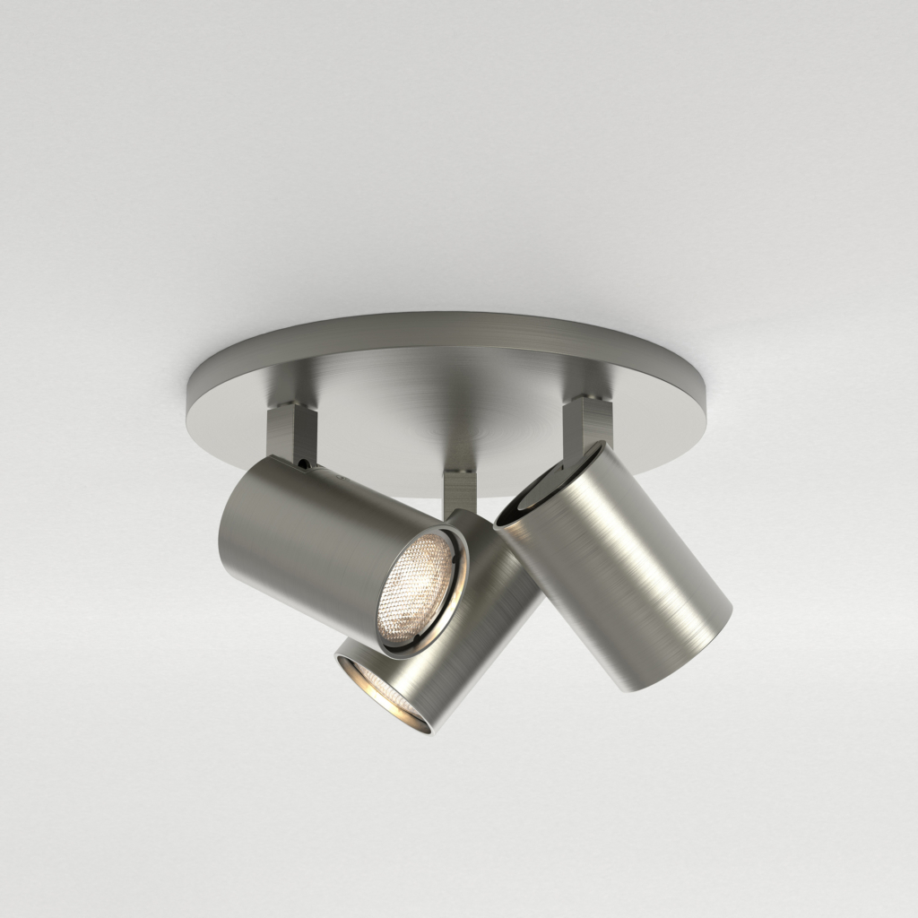 Ascoli Triple Round taklampa med 3 spotlights på en rund bas.