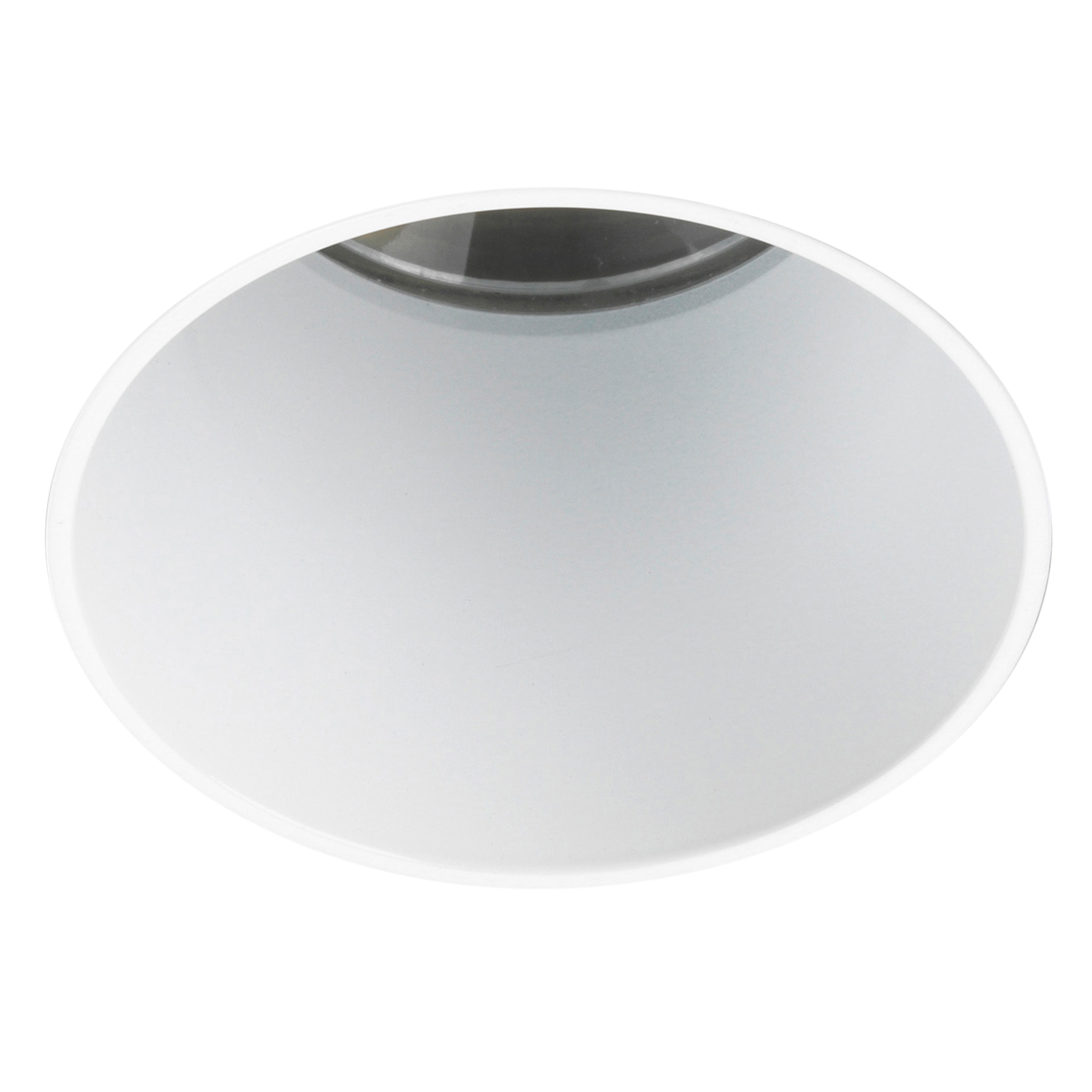 Void 55 a white light fixture with a silver rim.