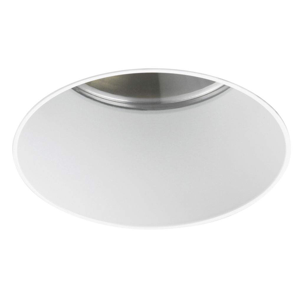 Void 80 a white light fixture with a silver rim.