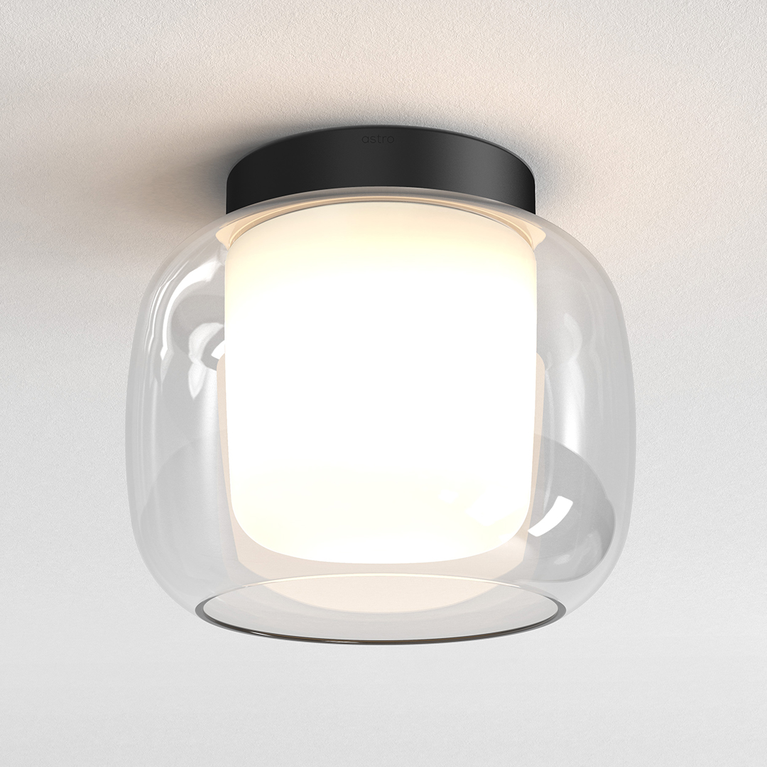 Modern taklampa, Aquina Ceiling 240 i matt svart med glasdesign