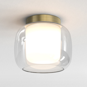 Modern taklampa, Aquina Ceiling 240 i matt borstad mässing med glasdesign