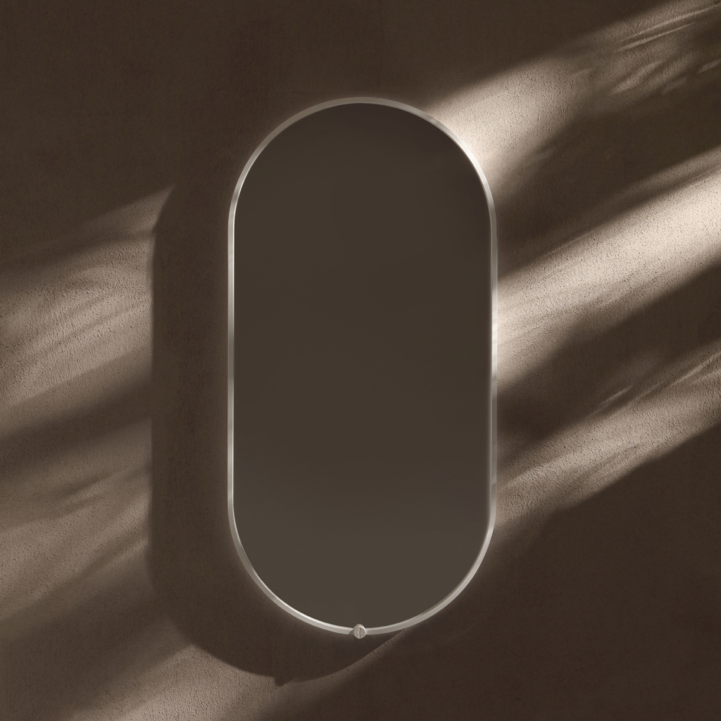 Frame oval spegel med belysning.