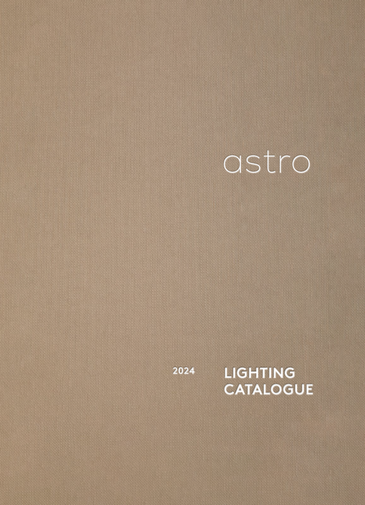 Omslag till Astros produktkatalog med belysning för 2024.