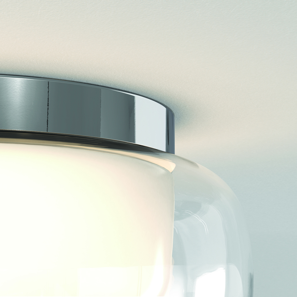 Modern taklampa, Aquina Ceiling 360 i krom med glasdesign