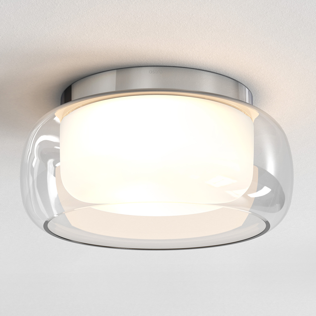 Modern taklampa, Aquina Ceiling 360 i krom med glasdesign