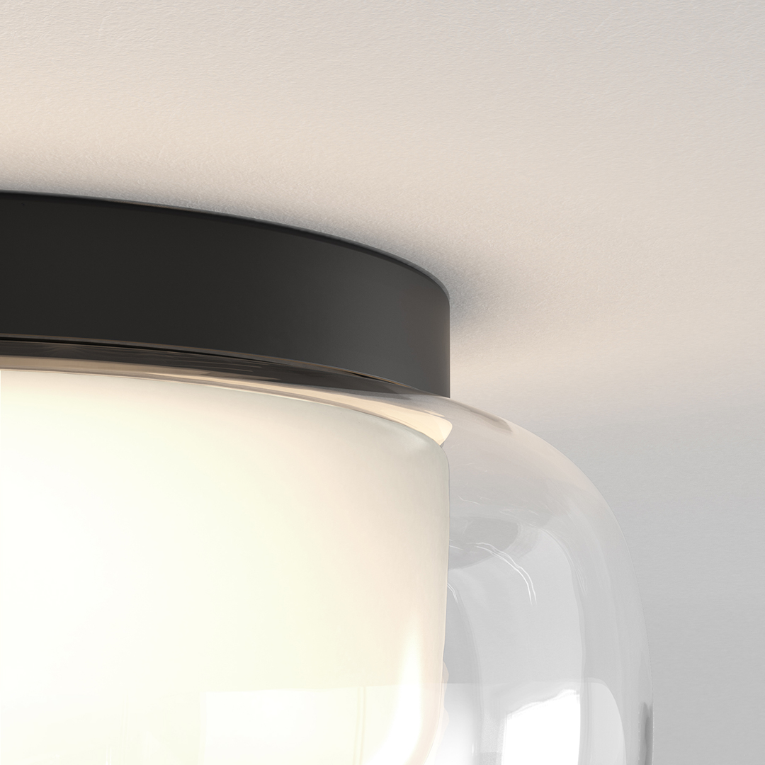 Modern taklampa, Aquina Ceiling 360 i matt svart med glasdesign