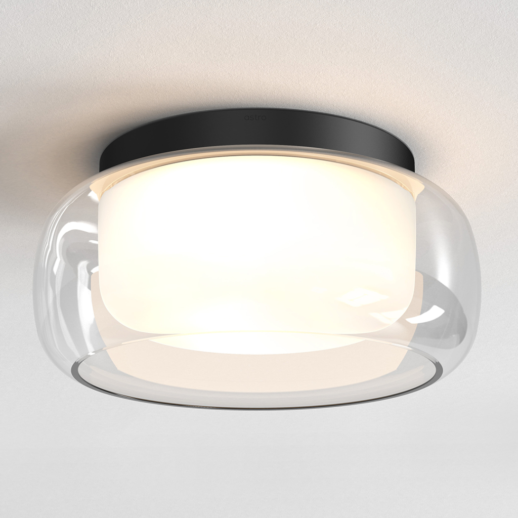 Modern taklampa, Aquina Ceiling 360 i matt svart med glasdesign