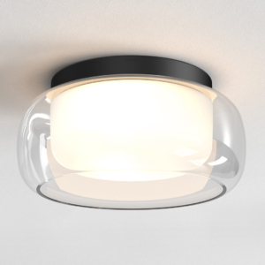 Modern taklampa, Aquina Ceiling 360 i matt svart med glasdesign