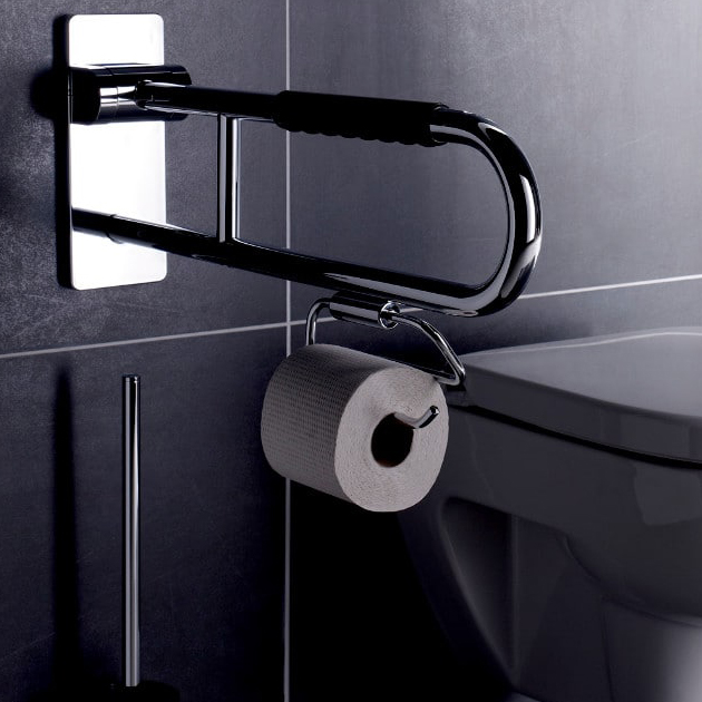Toalettpappershållare för armstöd.