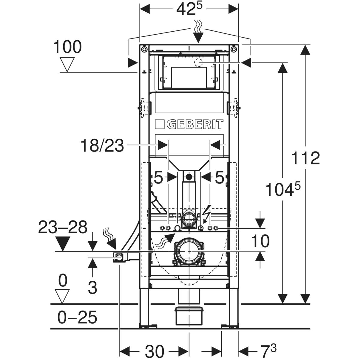 Sigma smal fixtur som ritning med alla måttangivelser.