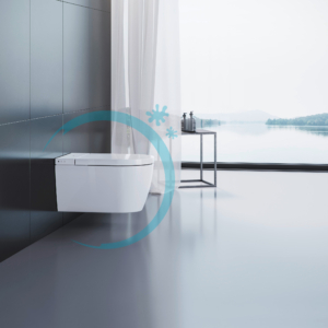 Starck f Pro SensoWash vägghängd toalett i ett badrum.