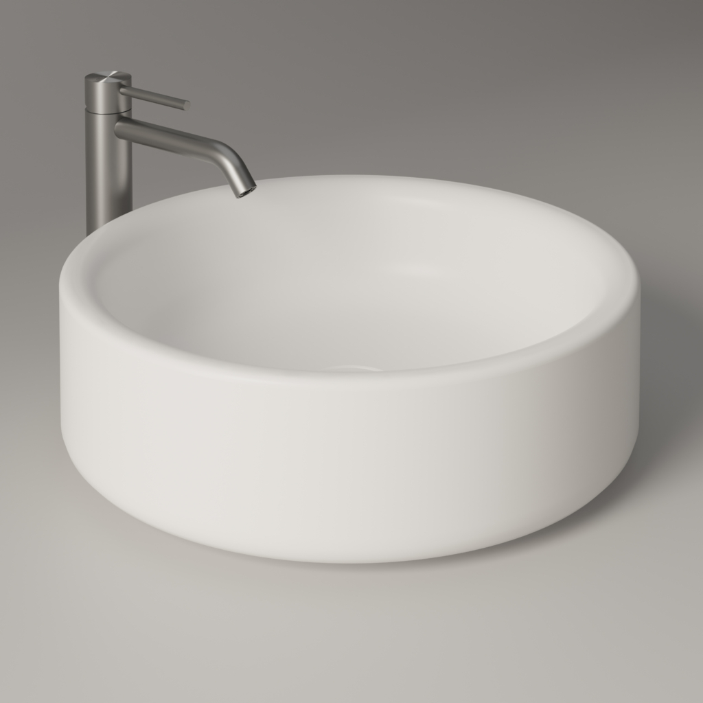 Torcello runt tvättställ för bänk med en blandare.