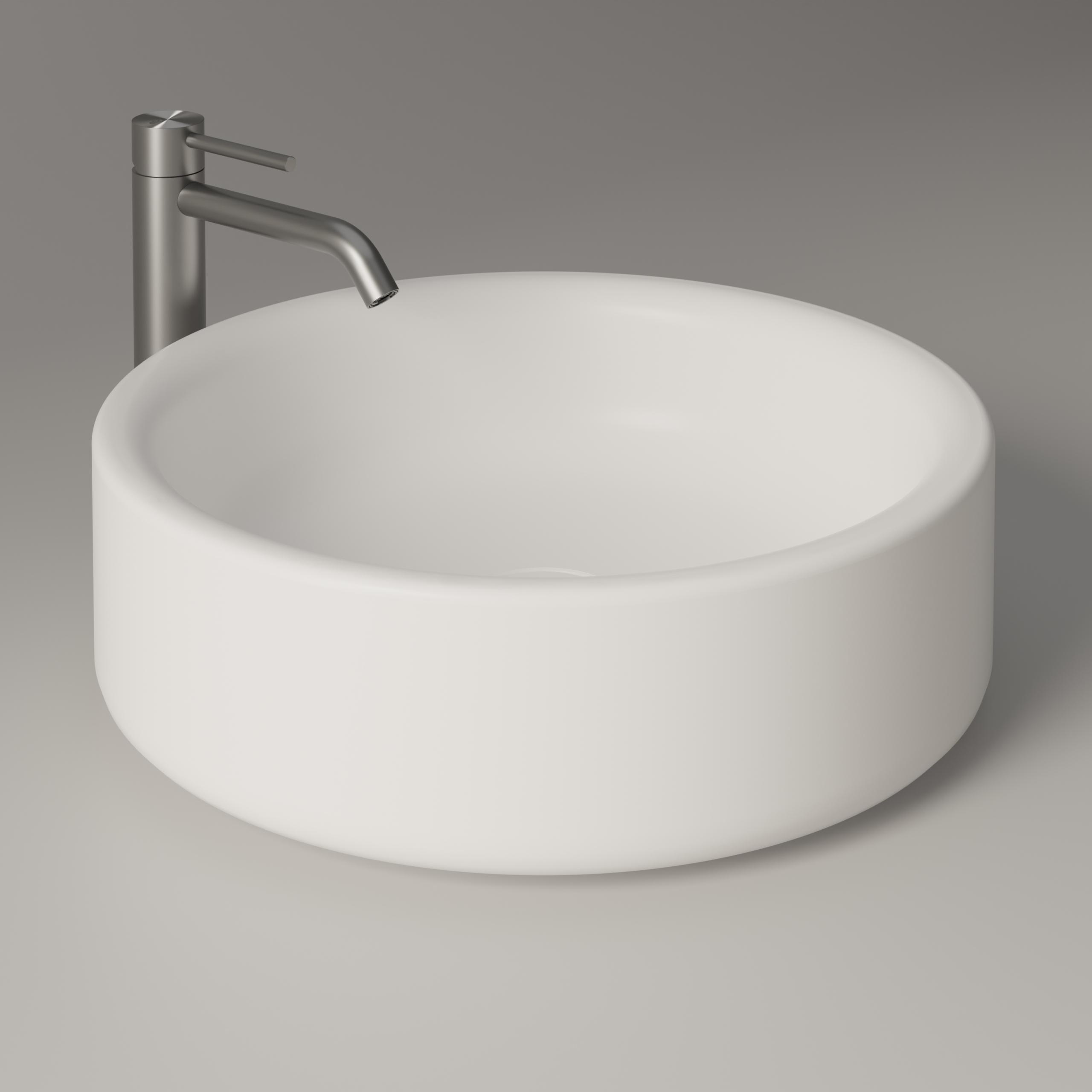 Torcello runt tvättställ för bänk med en blandare.