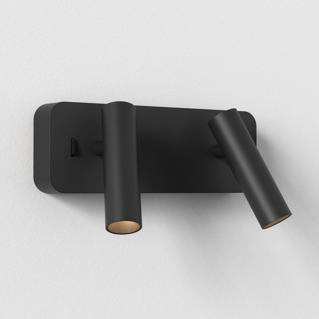 Enna Twin sänglampa, läslampa på en vägg.