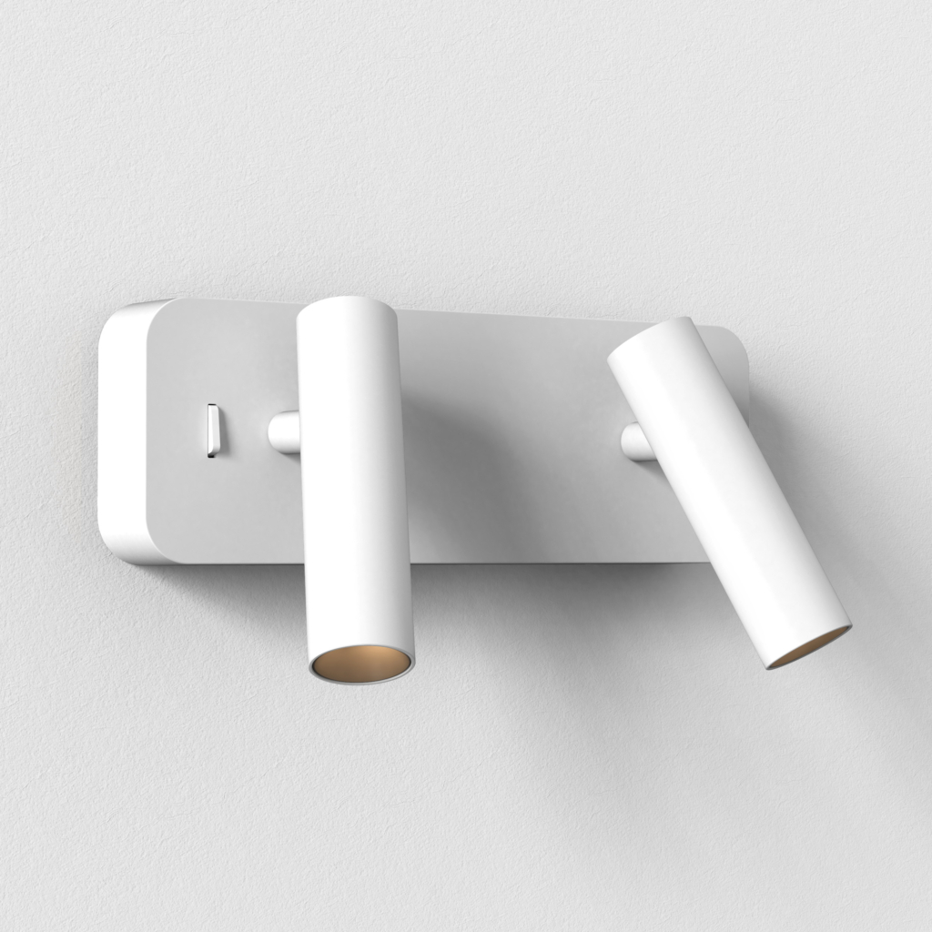 Enna Twin sänglampa, läslampa på en vägg.