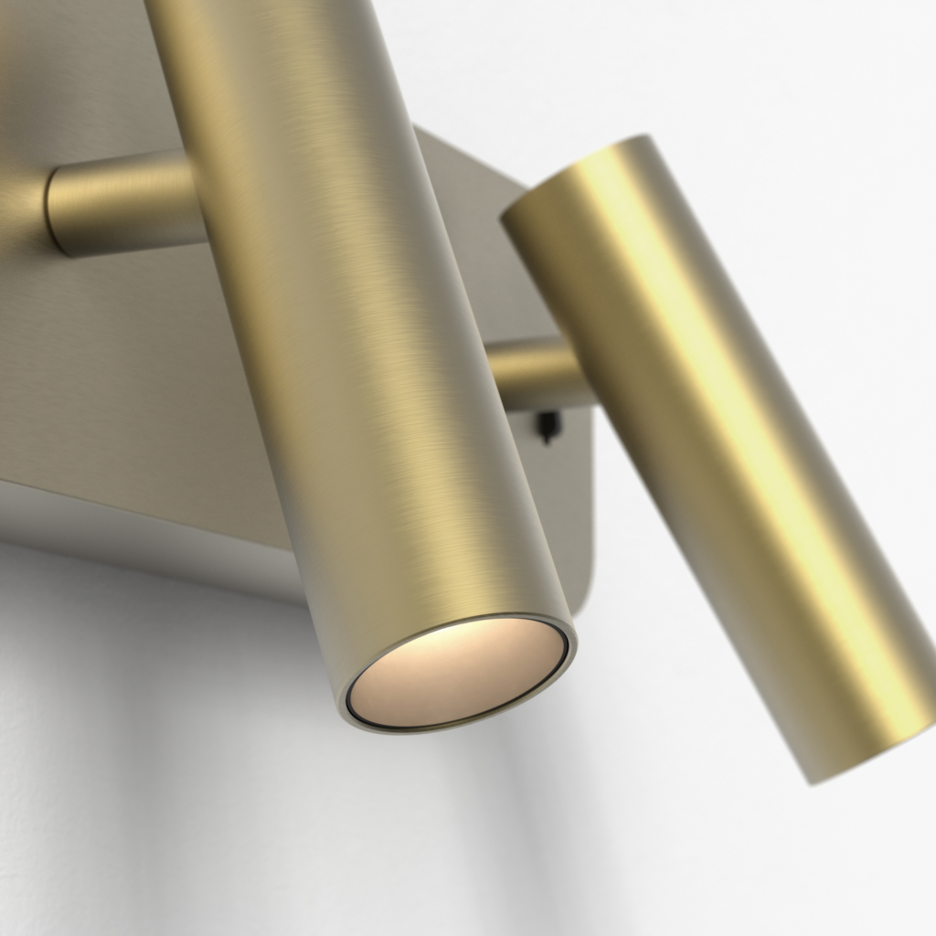 Enna Twin sänglampa, läslampa på en vägg.