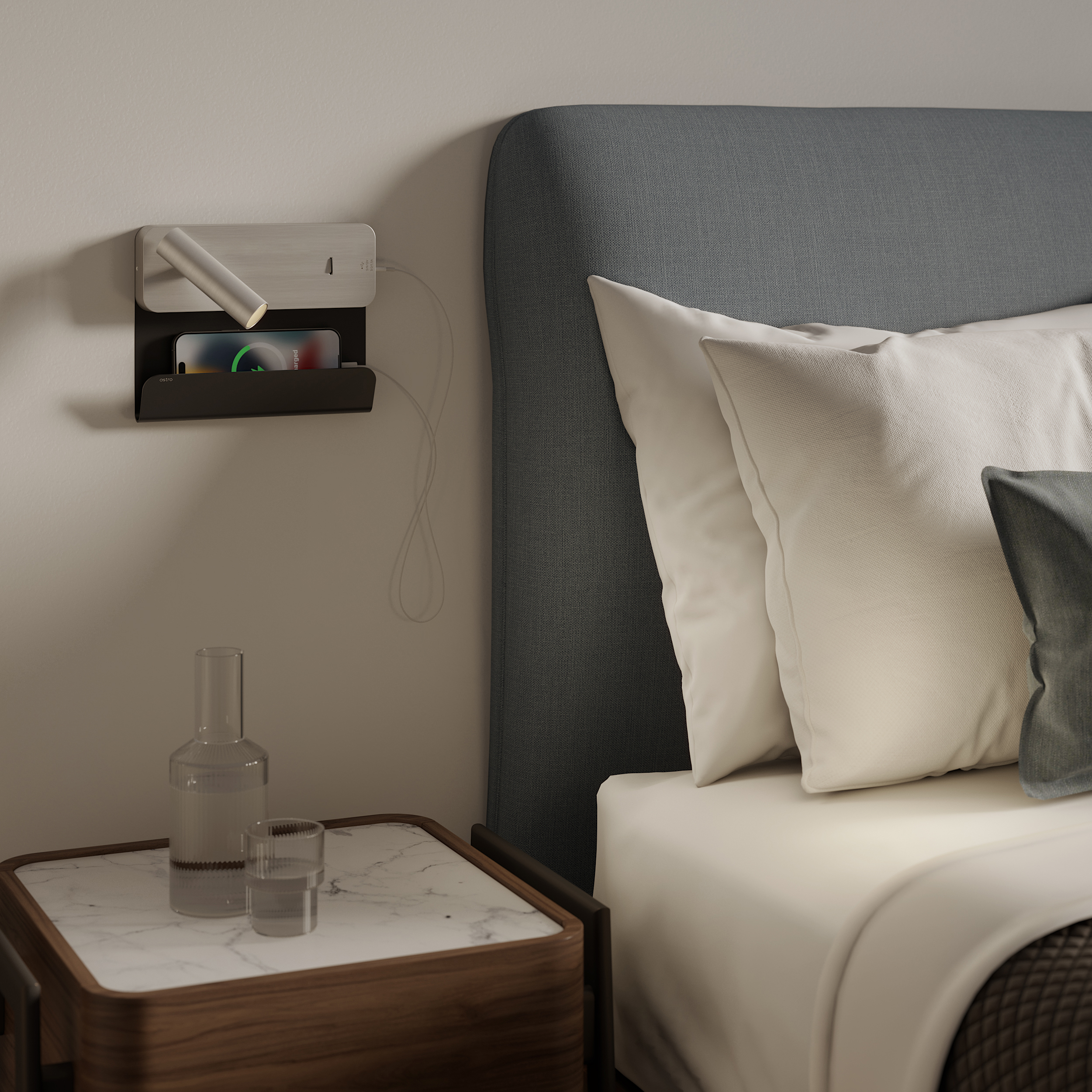 Enna USB Cradle, hylla till sänglampa.