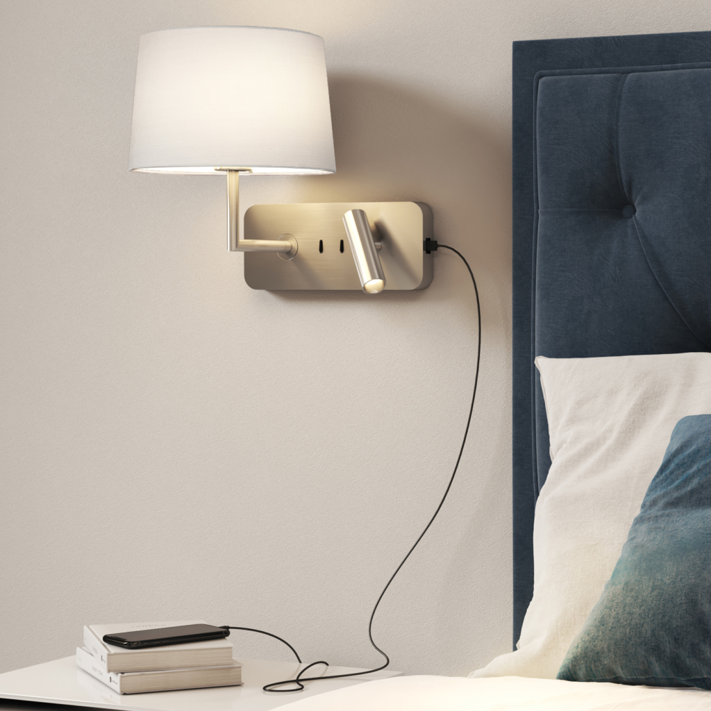 Side by Side Grande USB, sänglampa.