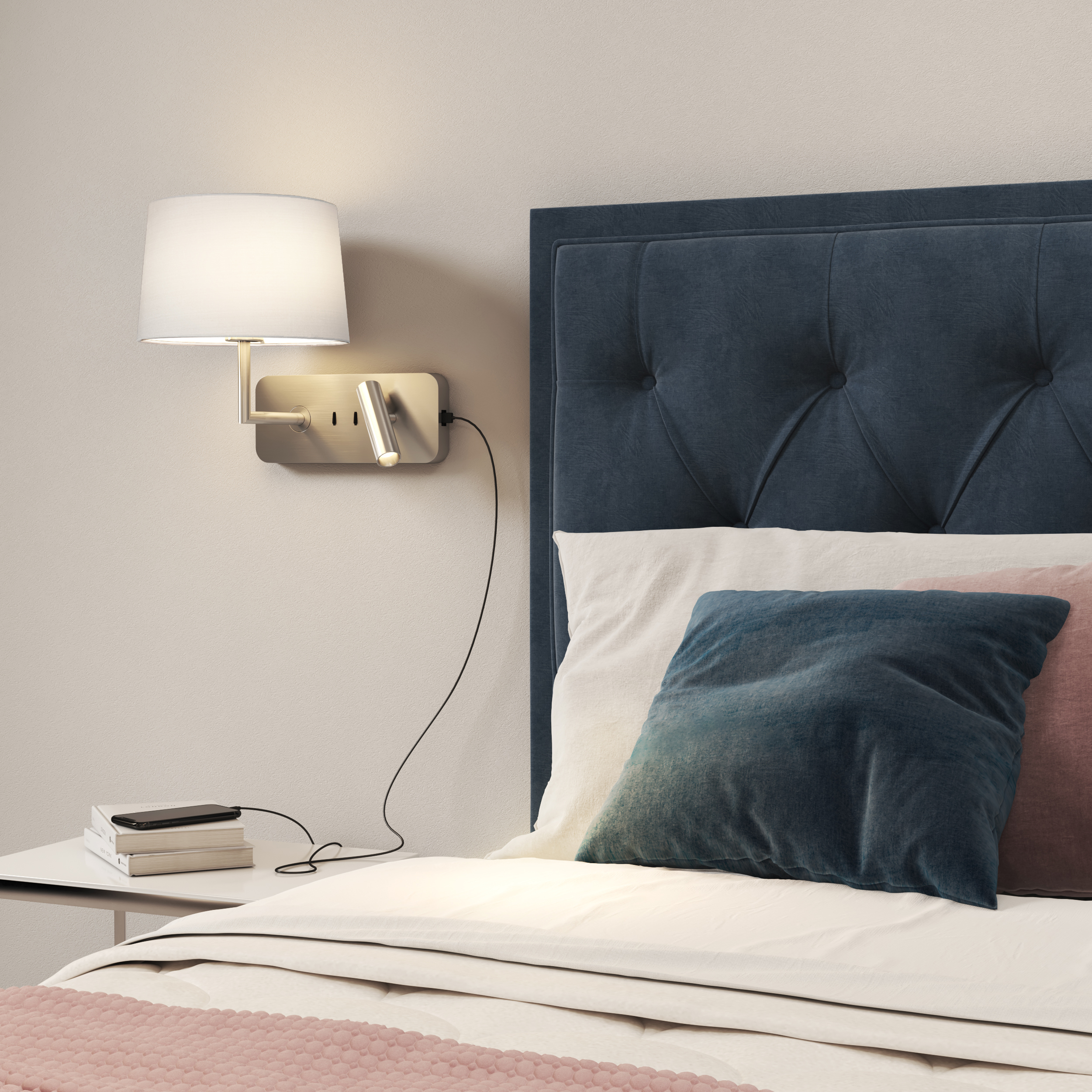 Side by Side Grande USB, sänglampa.